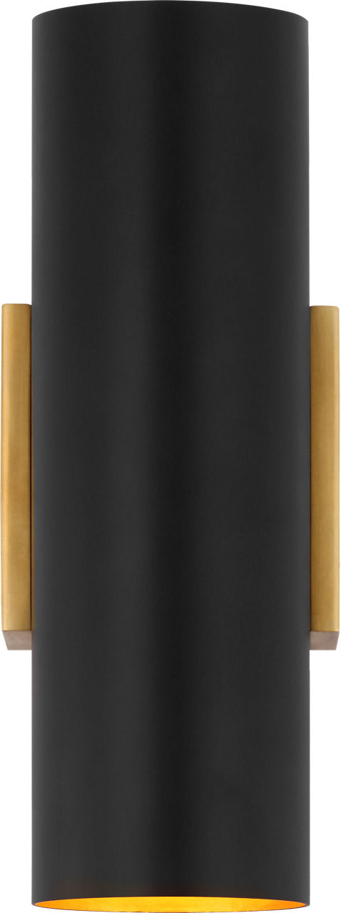Nella Small Cylinder Sconce | Hand-Rubbed Antique Brass and Matte Black