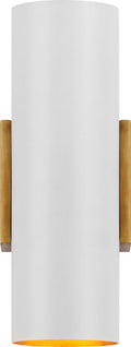 Nella Small Cylinder Sconce | Hand-Rubbed Antique Brass and Plaster White