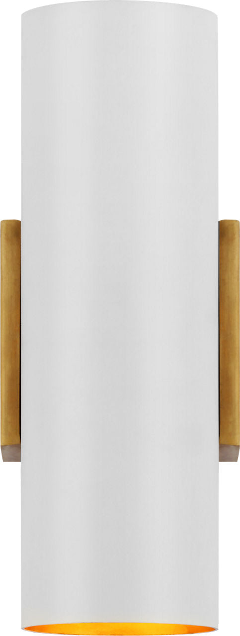 Nella Small Cylinder Sconce | Hand-Rubbed Antique Brass and Plaster White