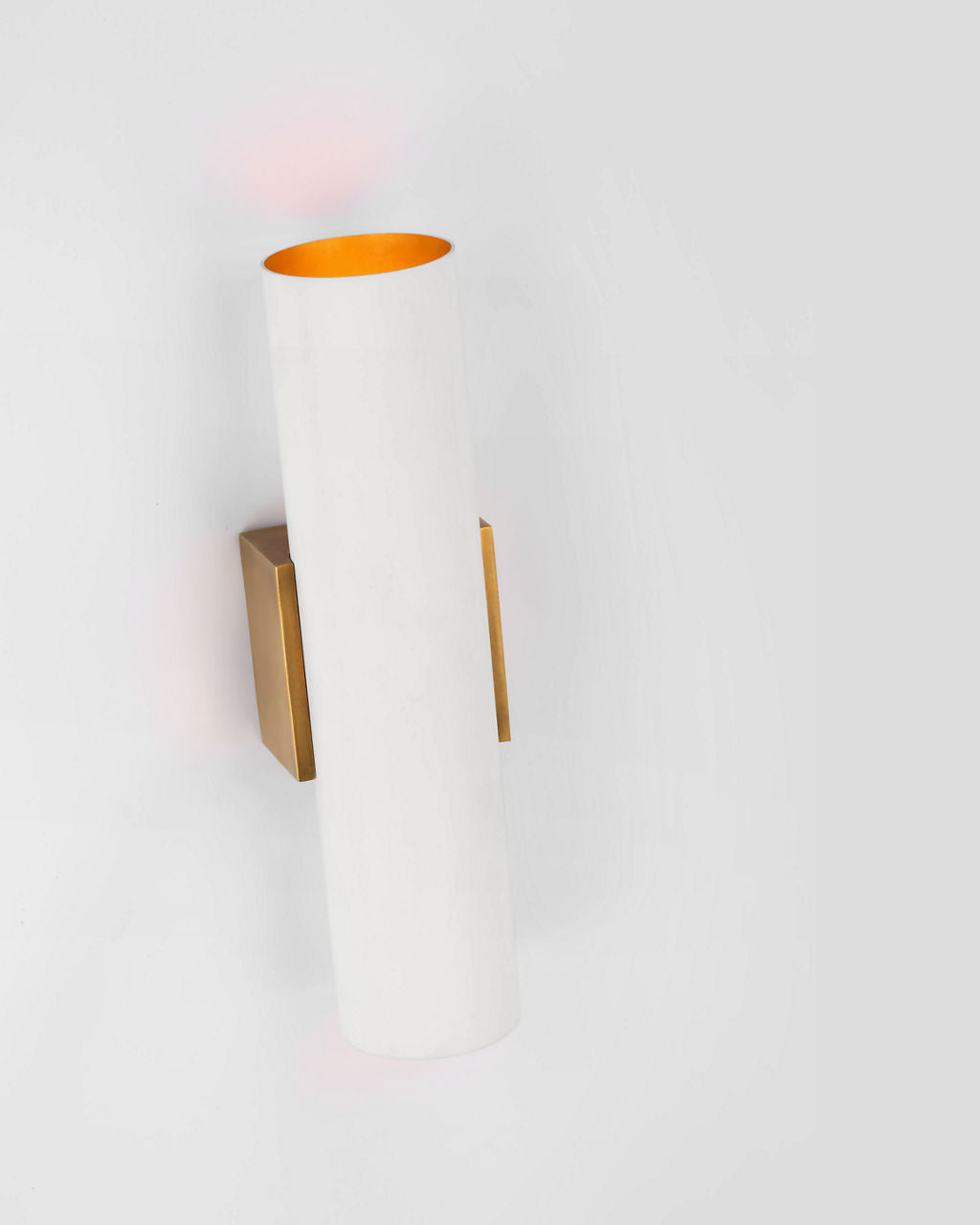 Nella Medium Cylinder Sconce | Hand-Rubbed Antique Brass and Plaster White