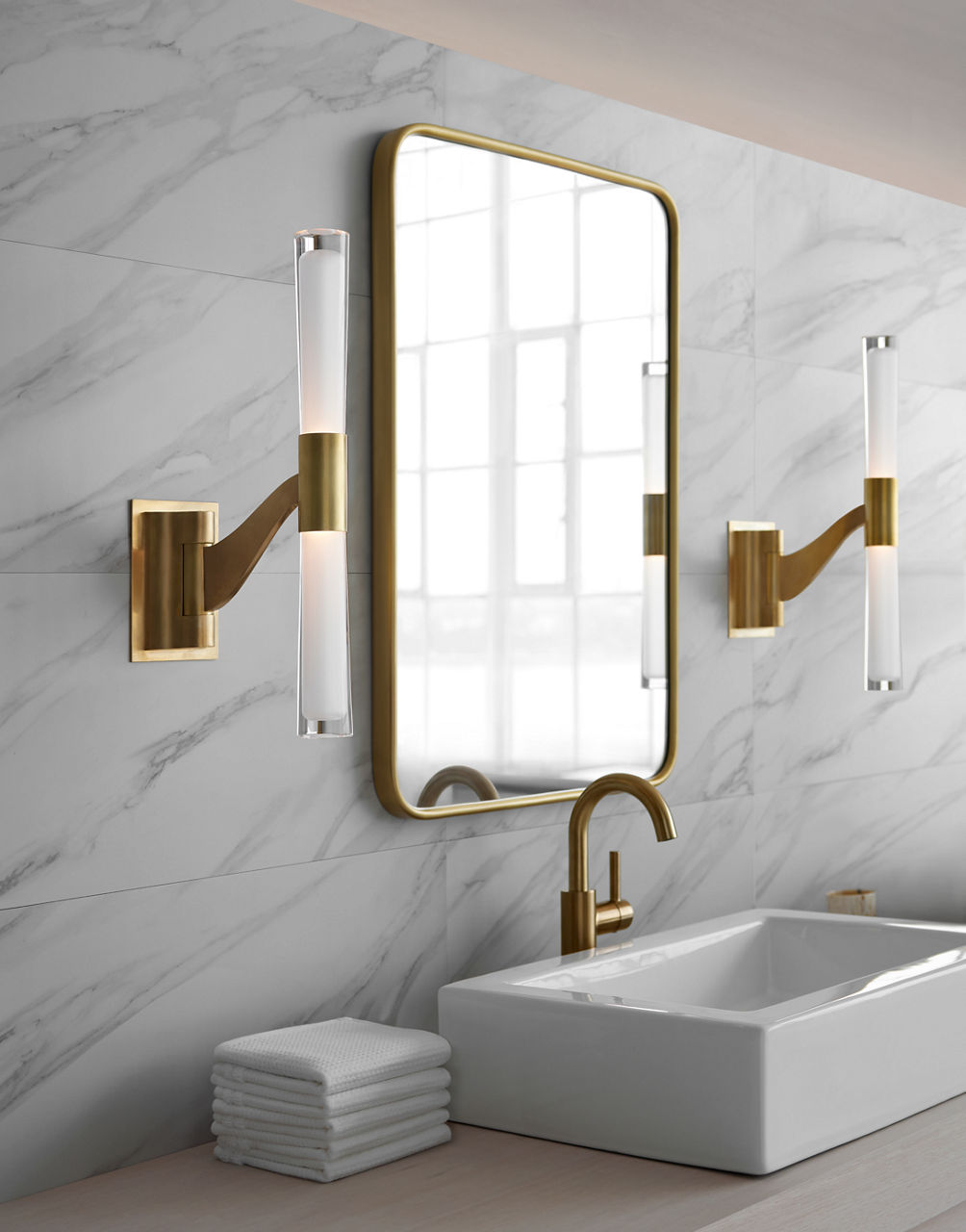 Brenta Single Articulating Sconce | Hand-Rubbed Antique Brass | White Glass