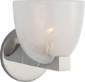 Carola Single Sconce | Polished Nickel | White Strie Glass