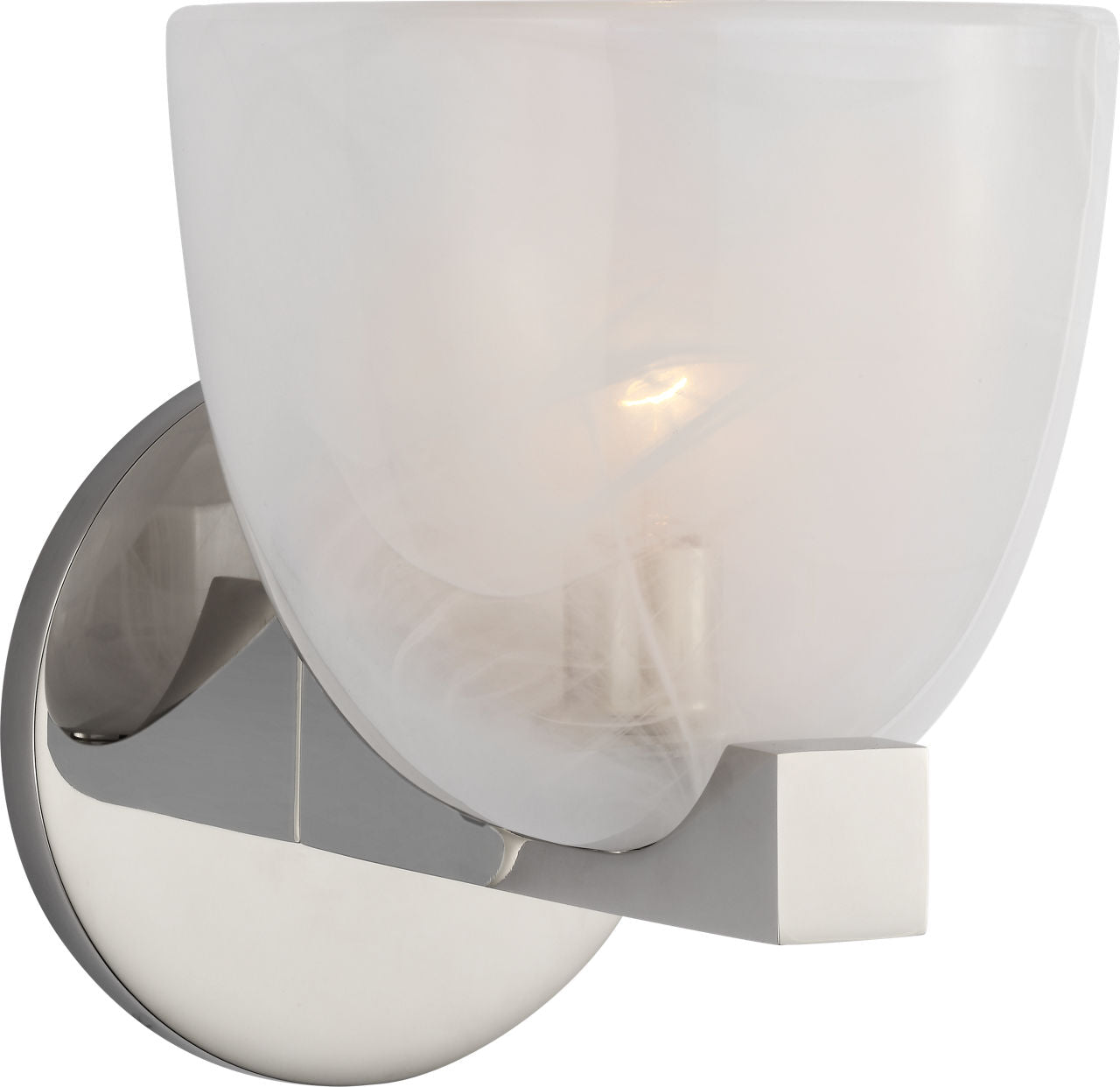 Carola Single Sconce | Polished Nickel | White Strie Glass