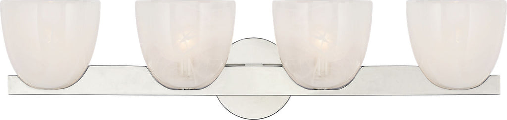Carola 4-Light Bath Sconce | Polished Nickel | White Strie Glass