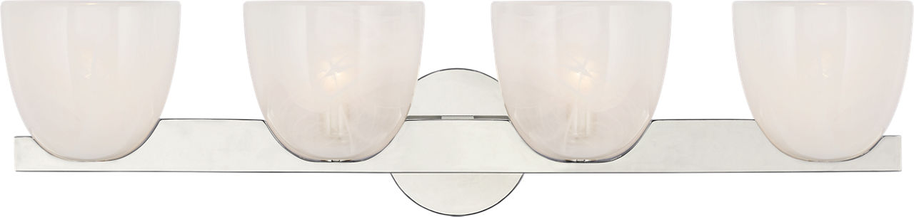 Carola 4-Light Bath Sconce | Polished Nickel | White Strie Glass