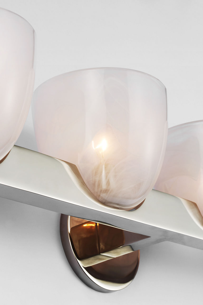 Carola 4-Light Bath Sconce | Polished Nickel | White Strie Glass