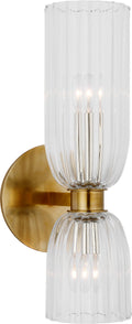 Asalea 16" Double Bath Sconce | Hand-Rubbed Antique Brass | Clear Glass