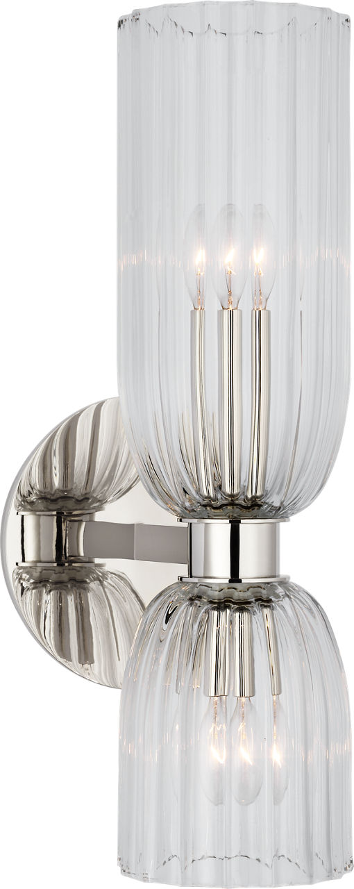 Asalea 16" Double Bath Sconce | Polished Nickel | Clear Glass