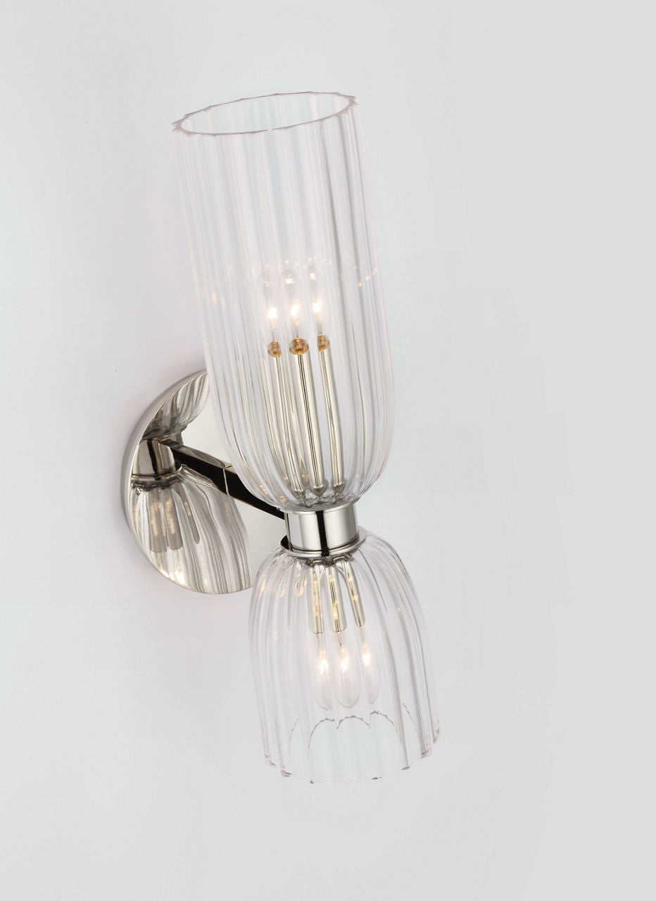 Asalea 16" Double Bath Sconce | Polished Nickel | Clear Glass