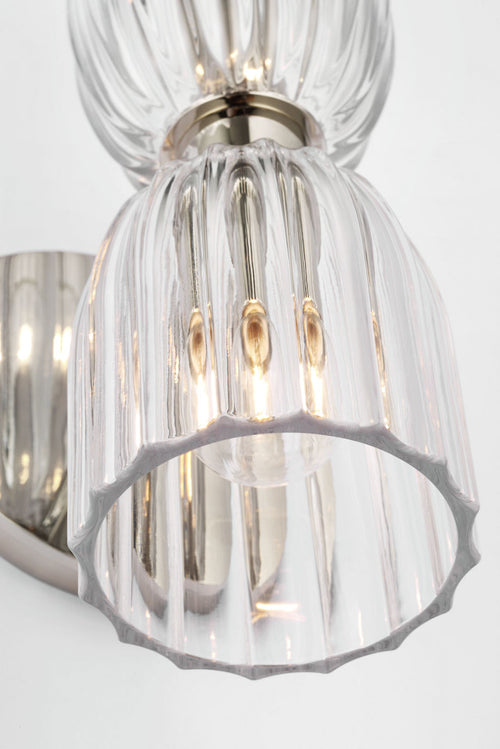 Asalea 16" Double Bath Sconce | Polished Nickel | Clear Glass