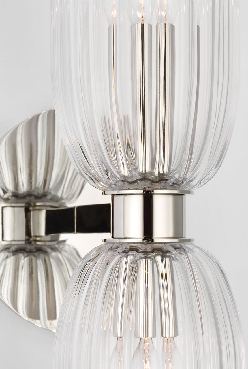 Asalea 16" Double Bath Sconce | Polished Nickel | Clear Glass