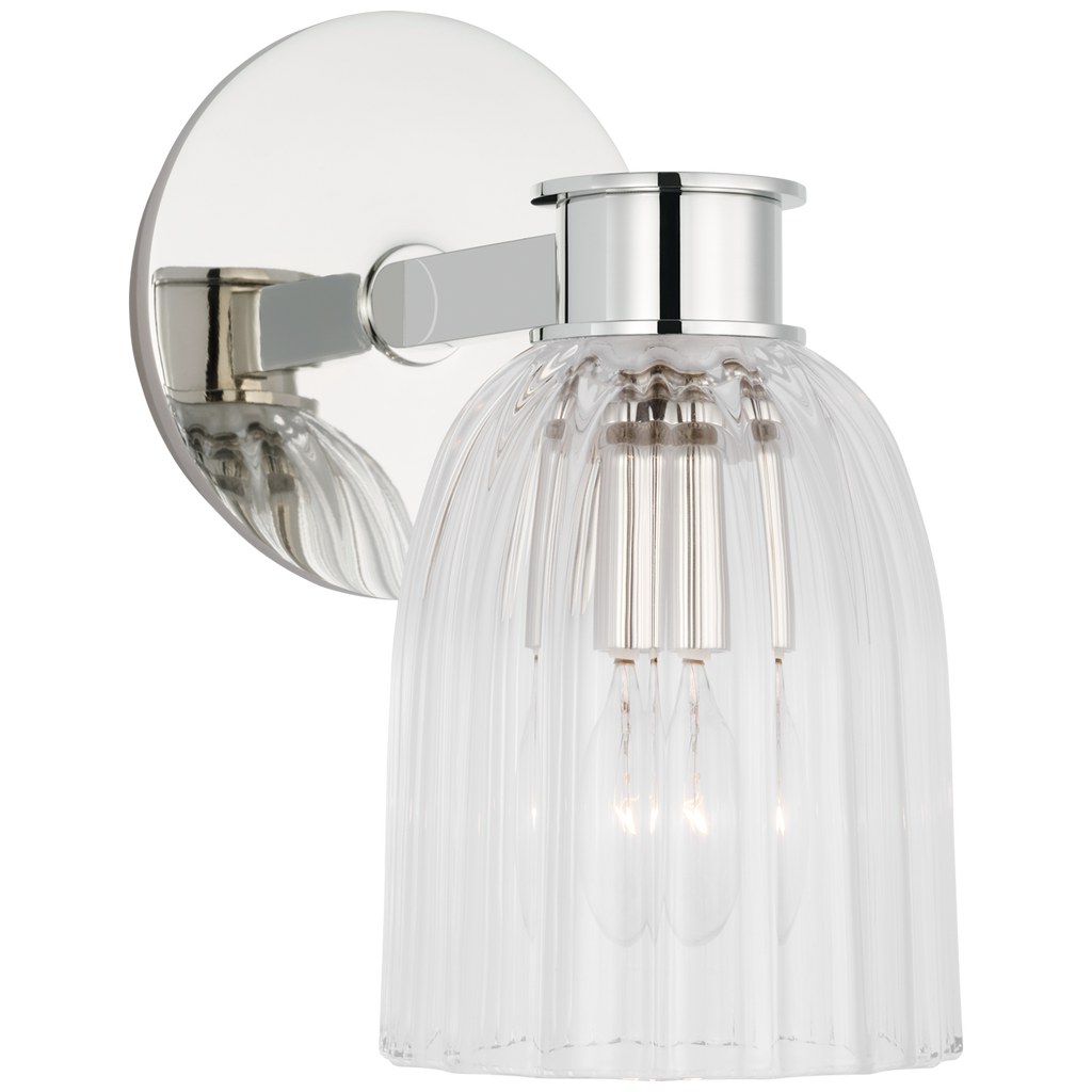Asalea Single Sconce | Polished Nickel | Clear Glass
