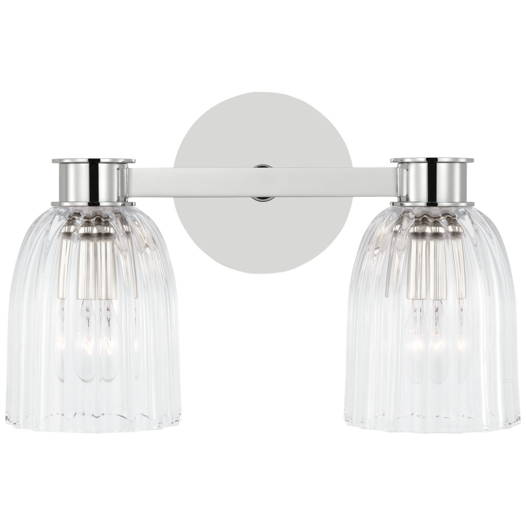 Asalea Double Sconce | Polished Nickel | Clear Glass
