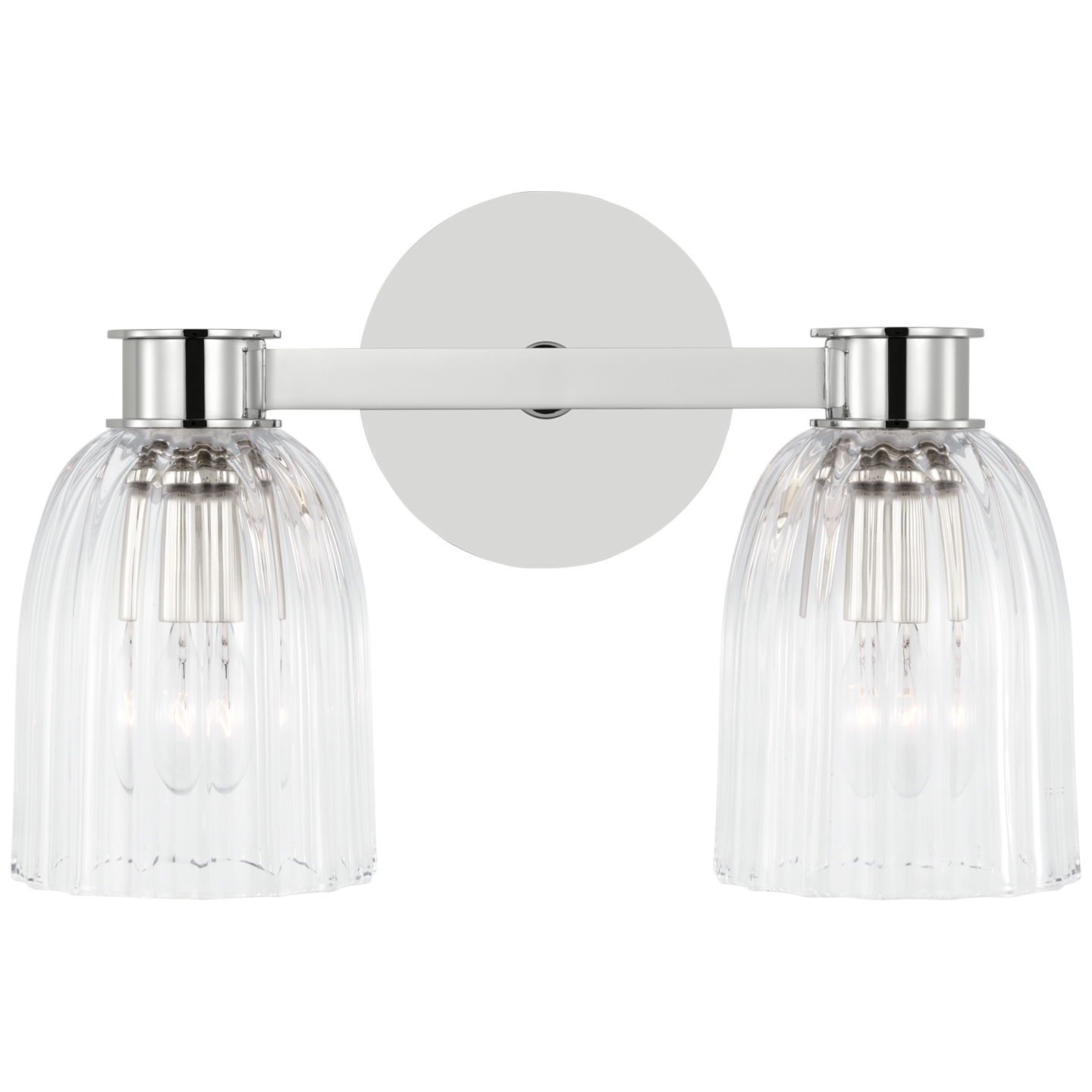 Asalea Double Sconce | Polished Nickel | Clear Glass