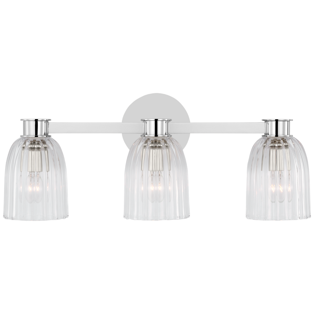 Asalea Triple Vanity Light | Polished Nickel | Clear Glass