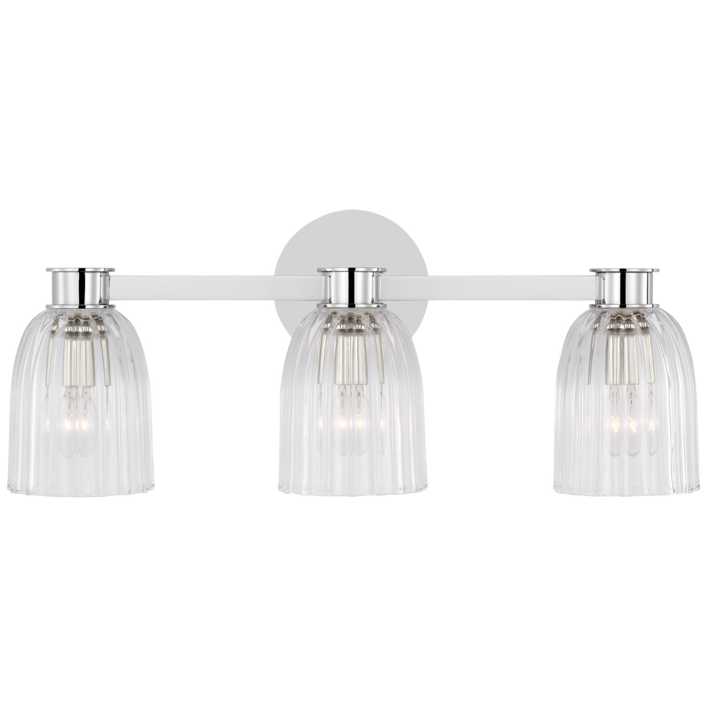 Asalea Triple Vanity Light | Polished Nickel | Clear Glass