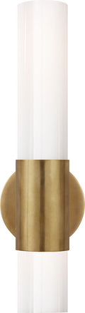 Penz Medium Cylindrical Sconce | Hand-Rubbed Antique Brass | White Glass