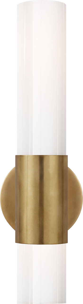 Penz Medium Cylindrical Sconce | Hand-Rubbed Antique Brass | White Glass