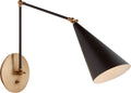 Clemente Double Arm Library Sconce | Black and Hand-Rubbed Antique Brass