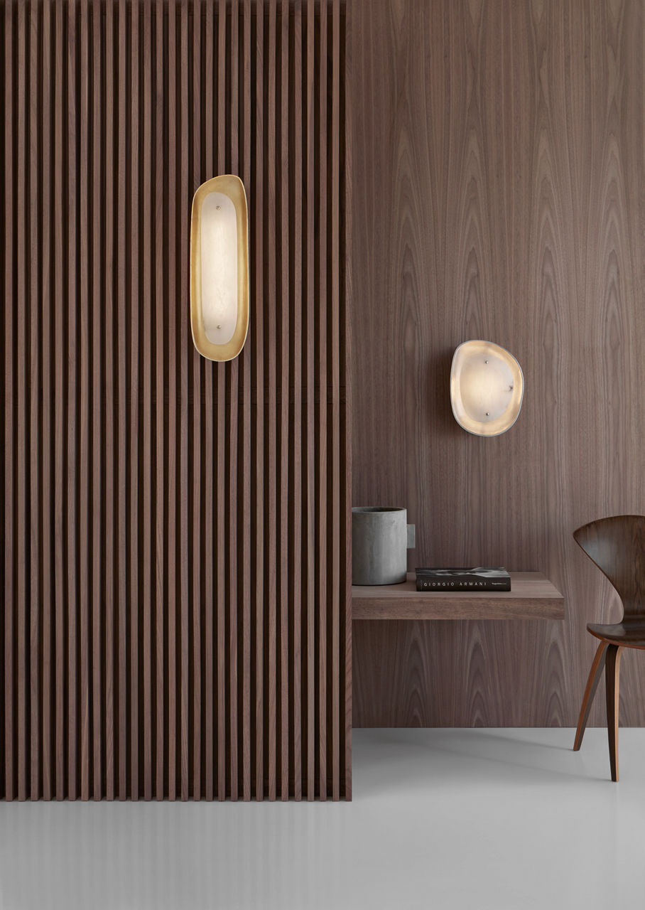 Samos Tall Sculpted Sconce | Gild | Alabaster