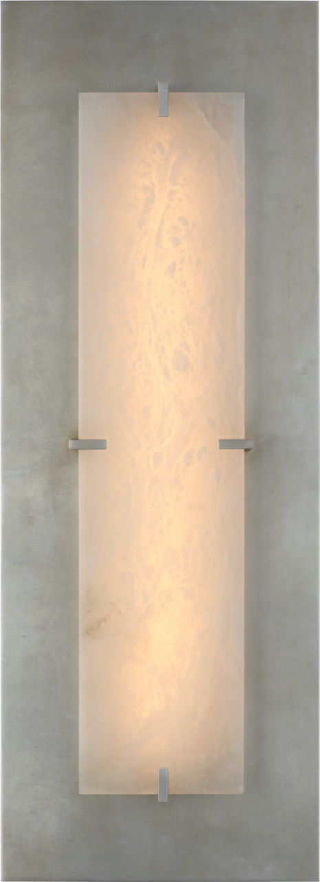 Dominica Large Rectangle Sconce | Burnished Silver Leaf and Alabaster