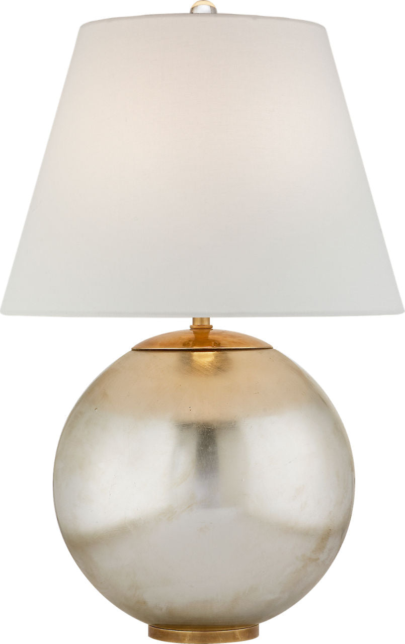 Morton Table Lamp | Burnished Silver Leaf | Linen Shade