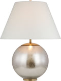 Morton Large Table Lamp | Burnished Silver Leaf | Linen Shade