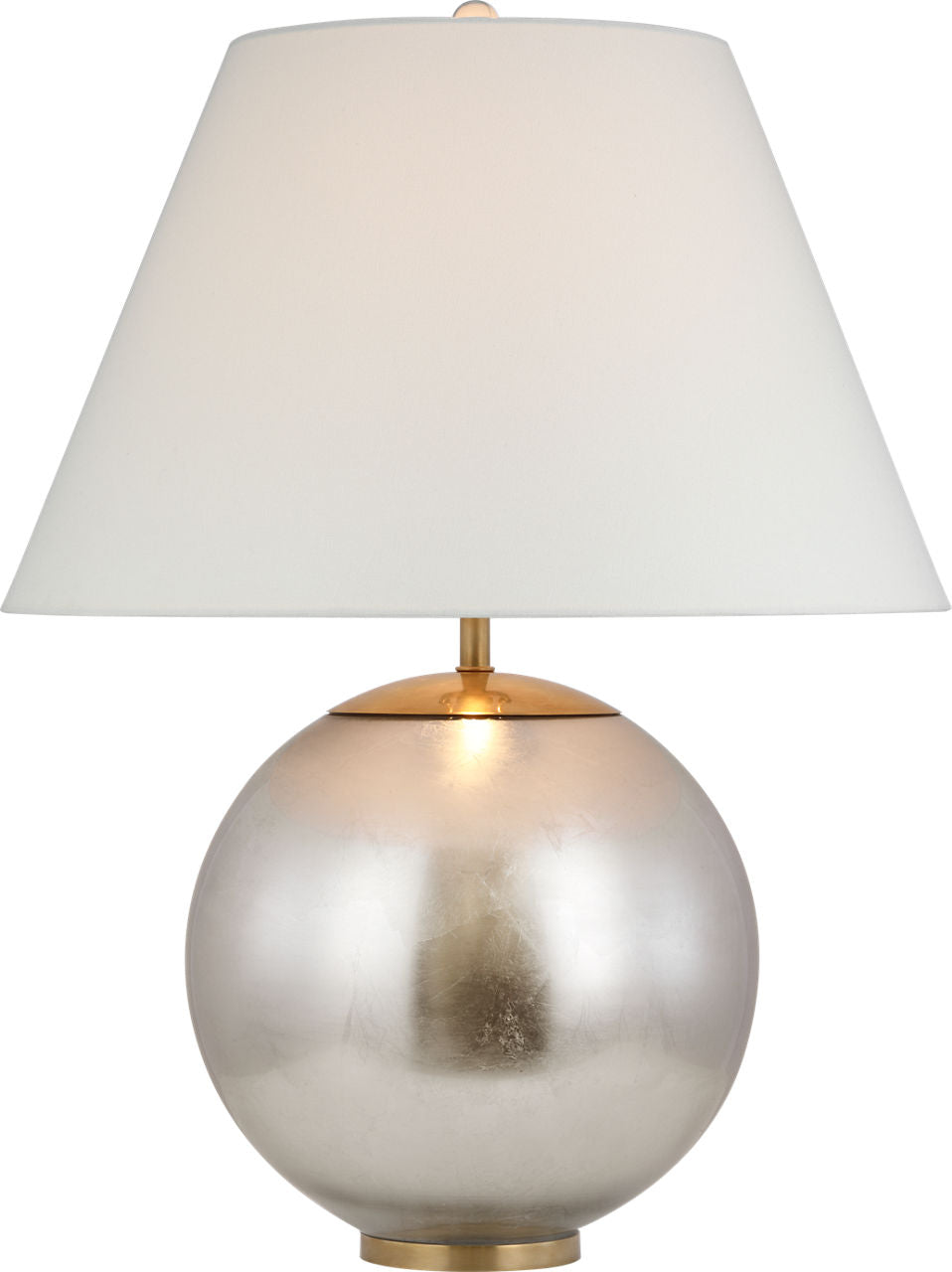 Morton Large Table Lamp | Burnished Silver Leaf | Linen Shade