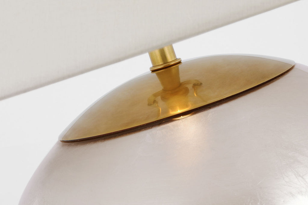 Morton Large Table Lamp | Burnished Silver Leaf | Linen Shade