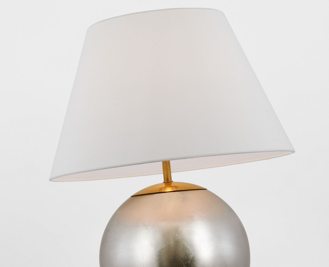 Morton Large Table Lamp | Burnished Silver Leaf | Linen Shade