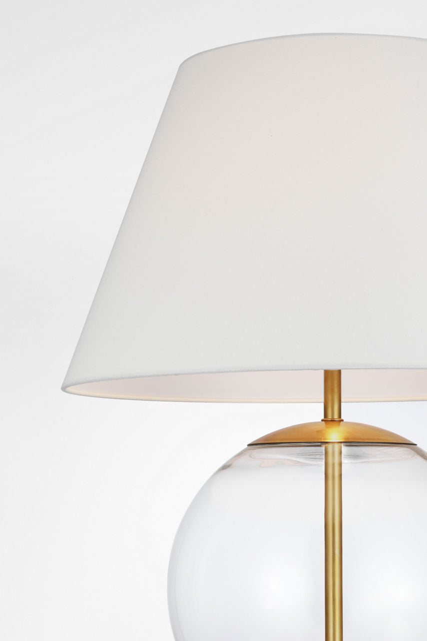 Morton Large Table Lamp | Clear Glass | Linen Shade