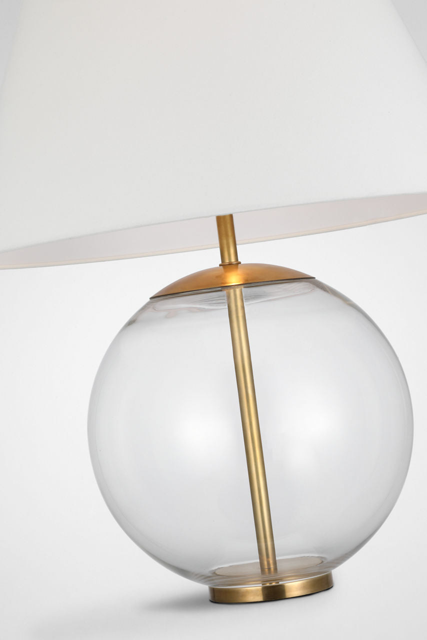 Morton Large Table Lamp | Clear Glass | Linen Shade