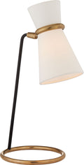 Clarkson Table Lamp | Hand-Rubbed Antique Brass and Black | Linen Shade