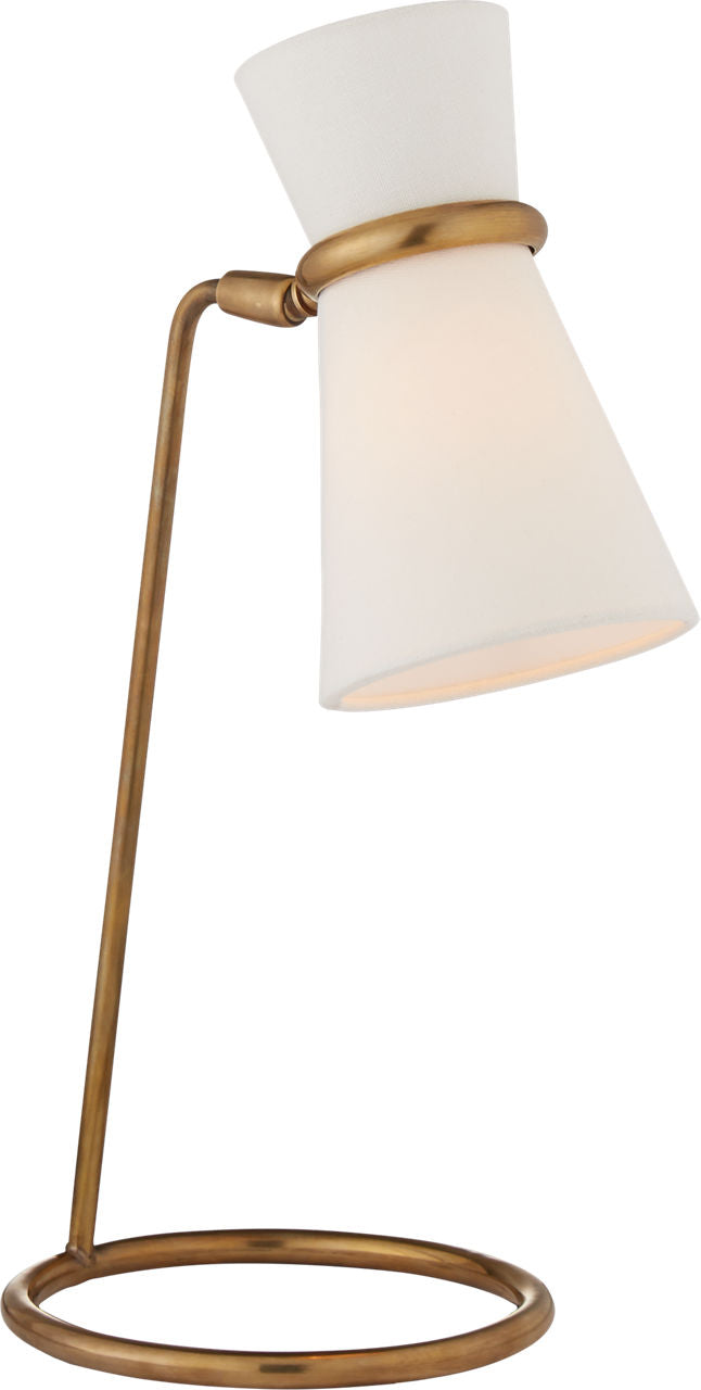 Clarkson Table Lamp | Hand-Rubbed Antique Brass | Linen Shade