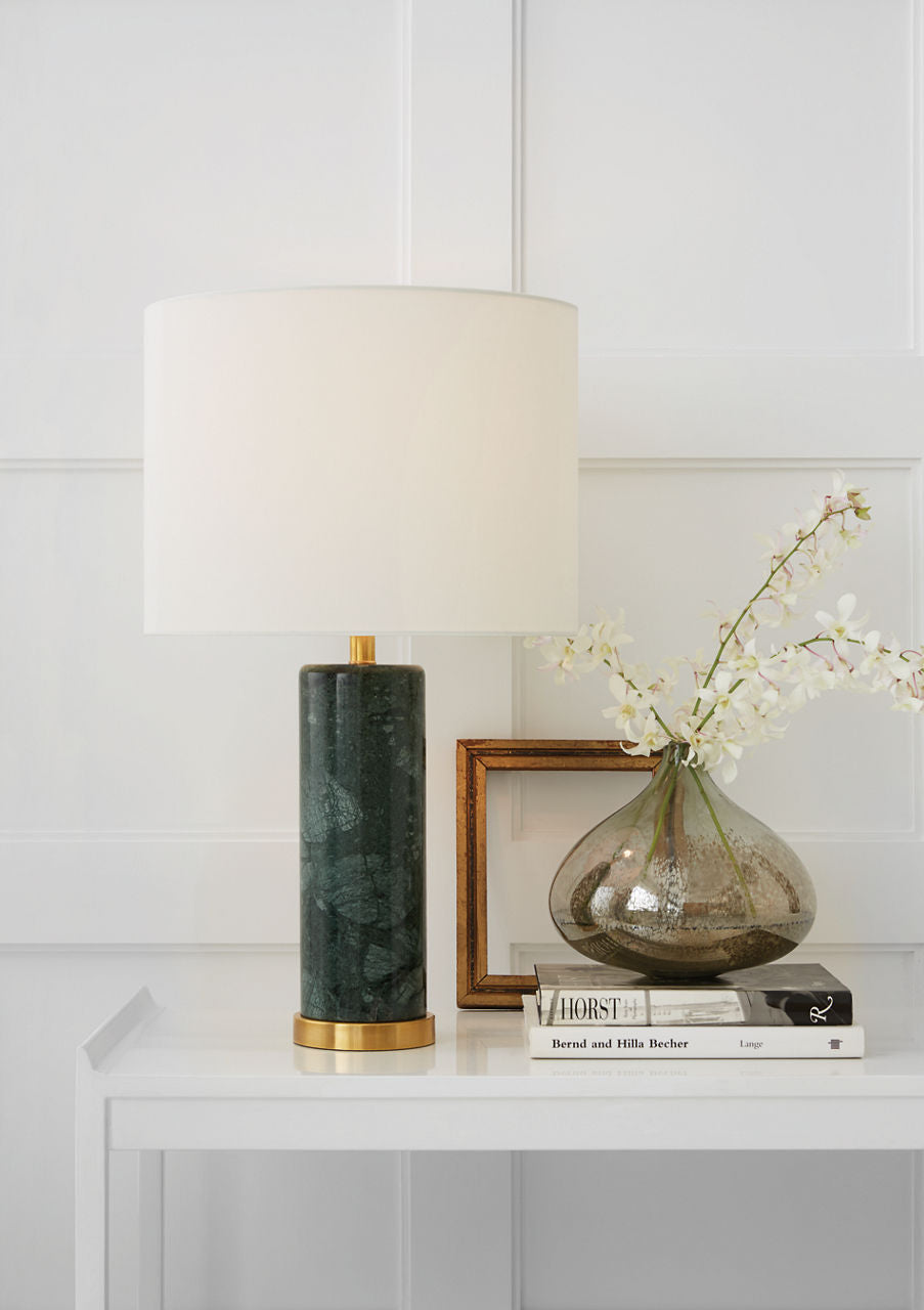 Cliff Table Lamp | Green Marble | Linen Shade