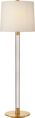 Riga Buffet Lamp | Crystal and Hand-Rubbed Antique Brass | Linen Shade