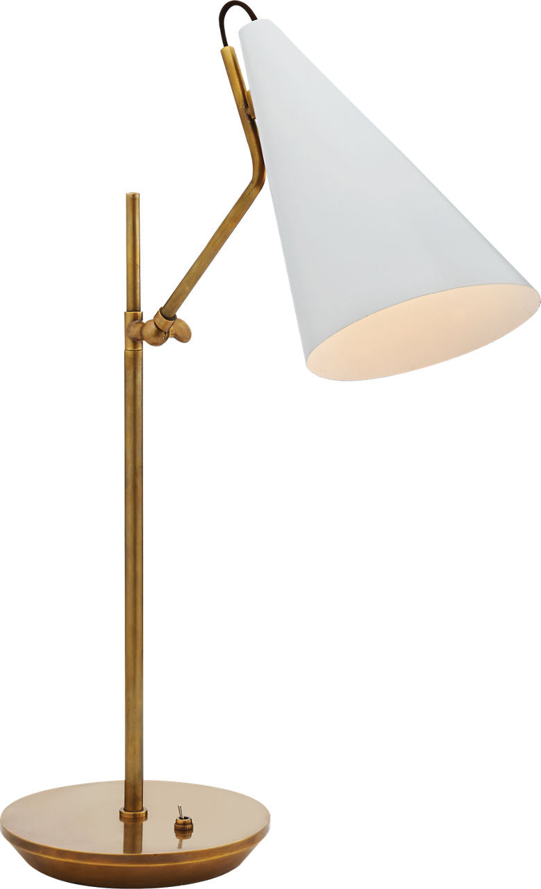 Clemente Table Lamp | Hand-Rubbed Antique Brass | White