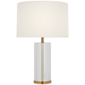 Lineham 16" Cordless Accent Lamp | Crystal and Hand-Rubbed Antique Brass | Linen Shade