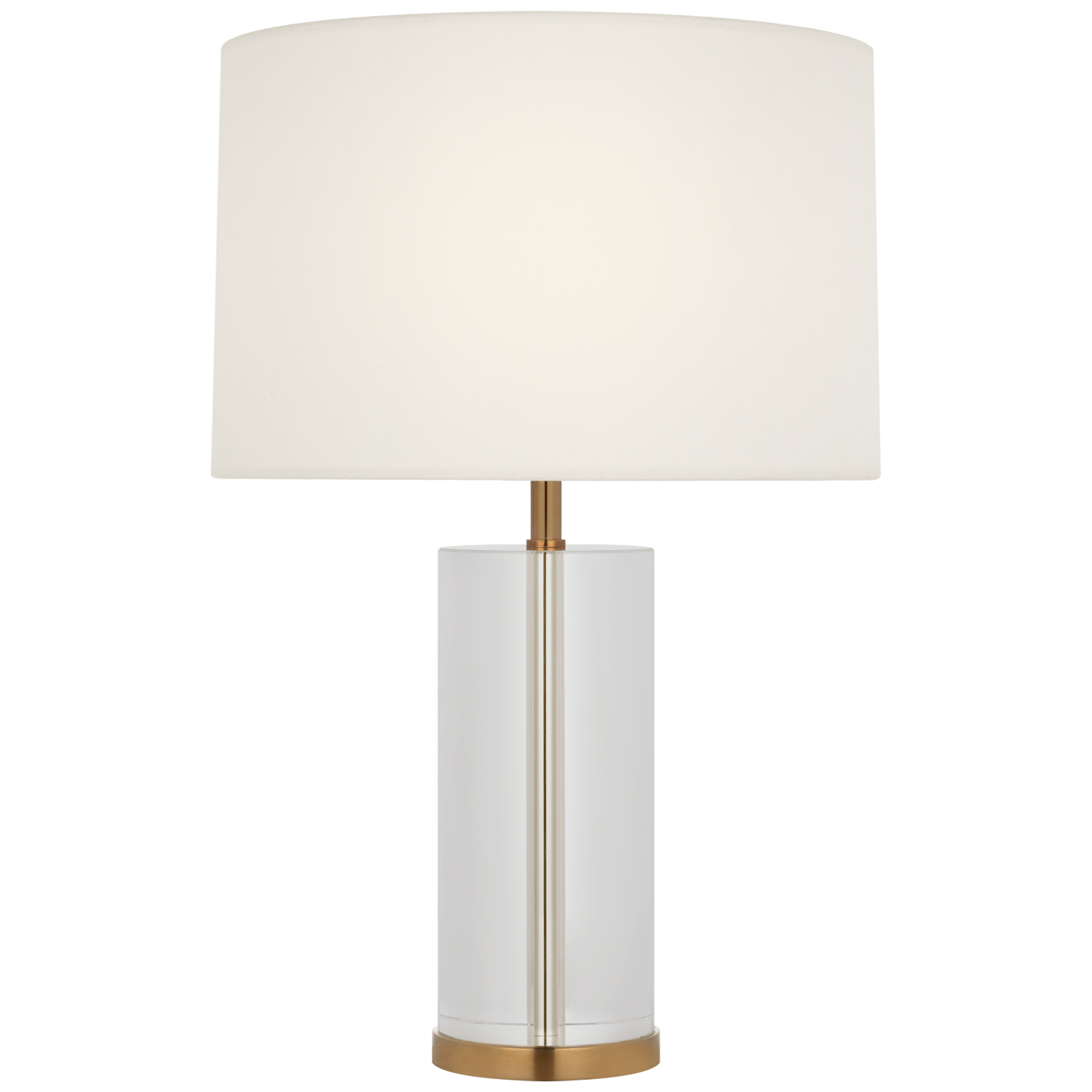 Lineham 16" Cordless Accent Lamp | Crystal and Hand-Rubbed Antique Brass | Linen Shade