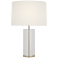 Lineham 16" Cordless Accent Lamp | Crystal and Polished Nickel | Linen Shade