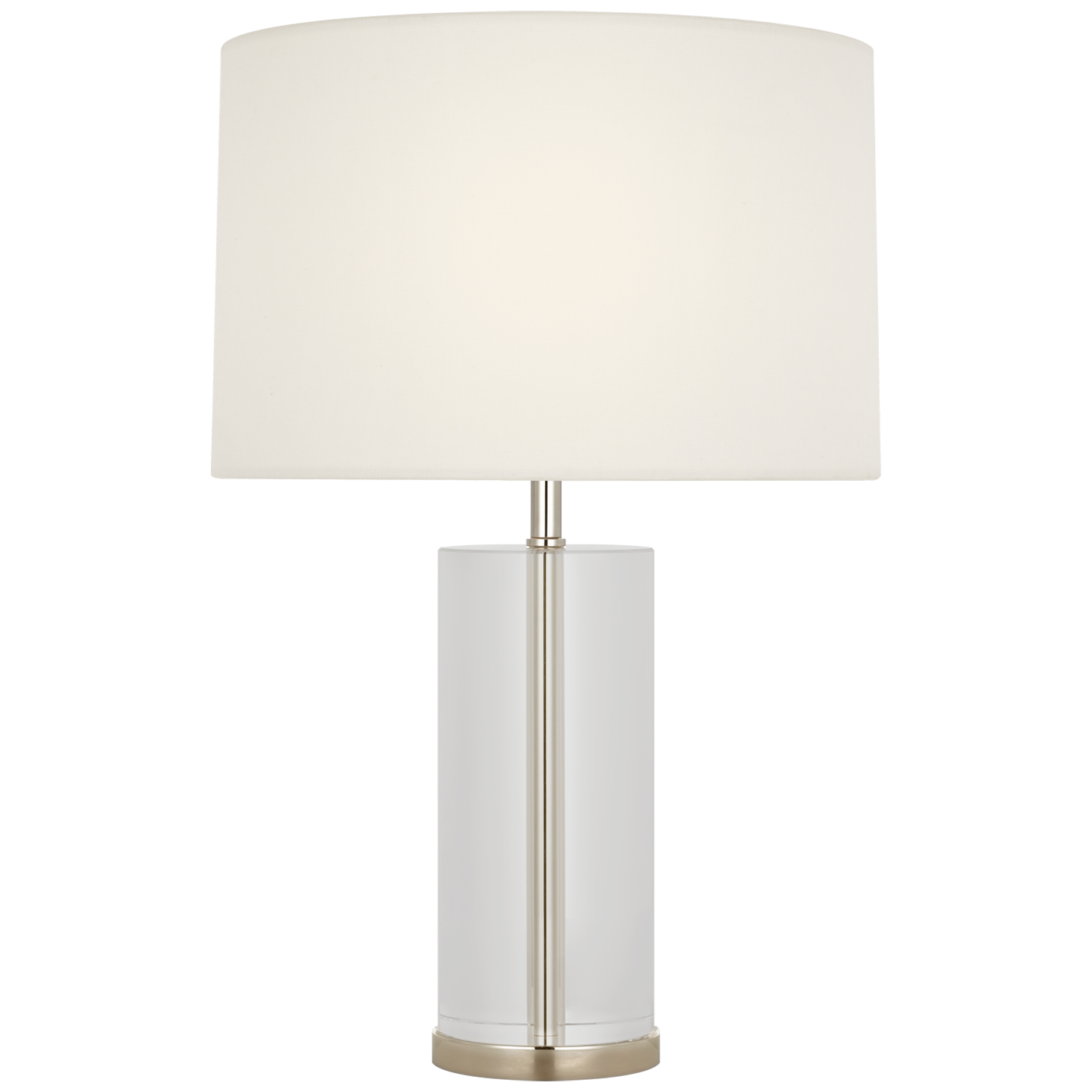 Lineham 16" Cordless Accent Lamp | Crystal and Polished Nickel | Linen Shade
