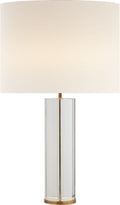 Lineham Table Lamp | Crystal and Hand-Rubbed Antique Brass | Linen Shade