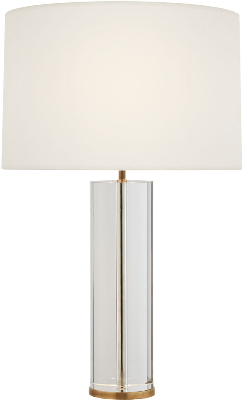 Lineham Table Lamp | Crystal and Hand-Rubbed Antique Brass | Linen Shade