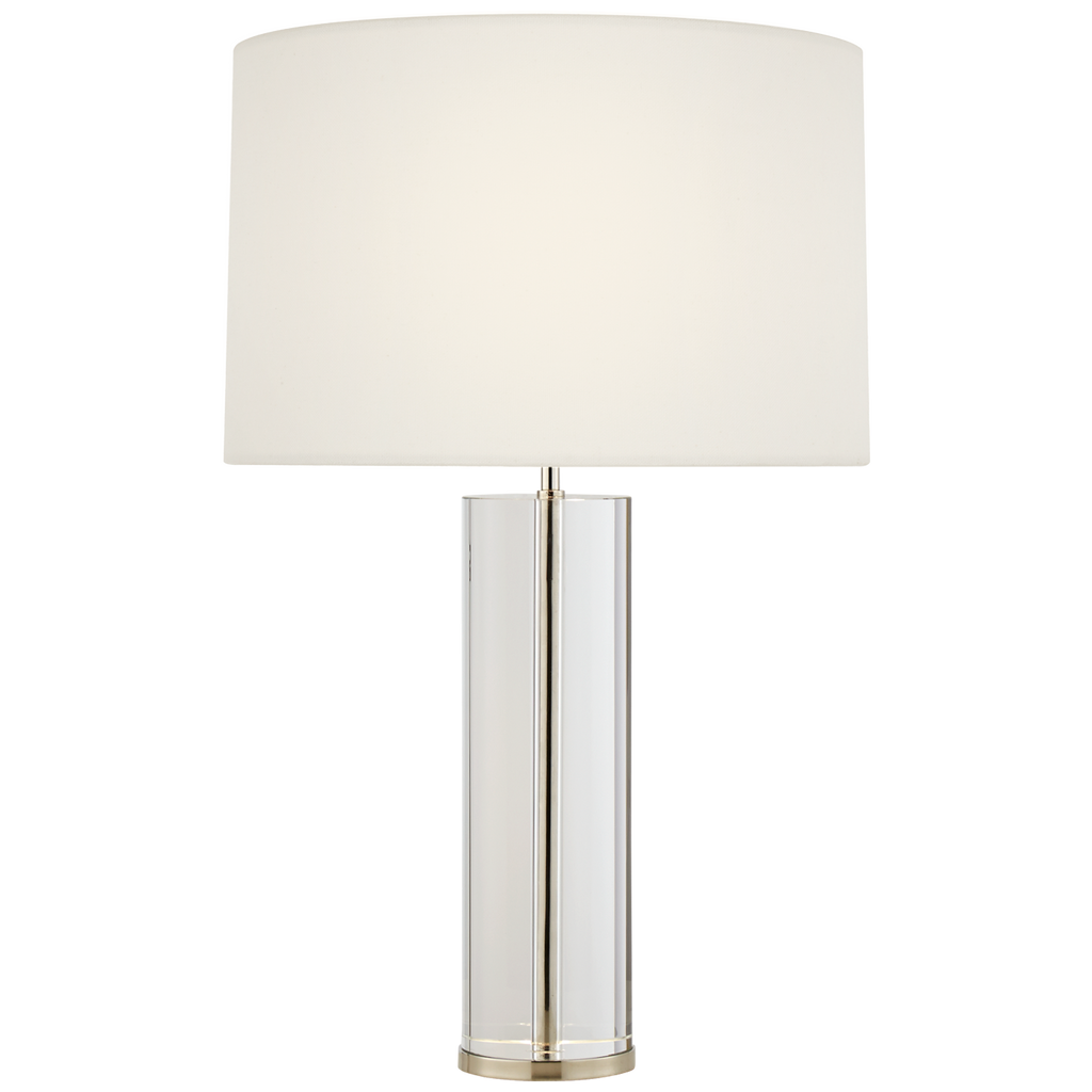 Lineham Cordless Table Lamp | Crystal and Polished Nickel | Linen Shade