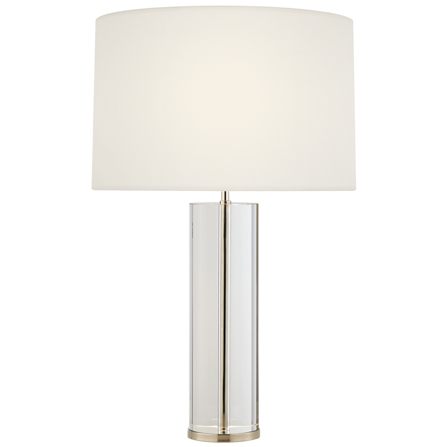 Lineham Cordless Table Lamp | Crystal and Polished Nickel | Linen Shade