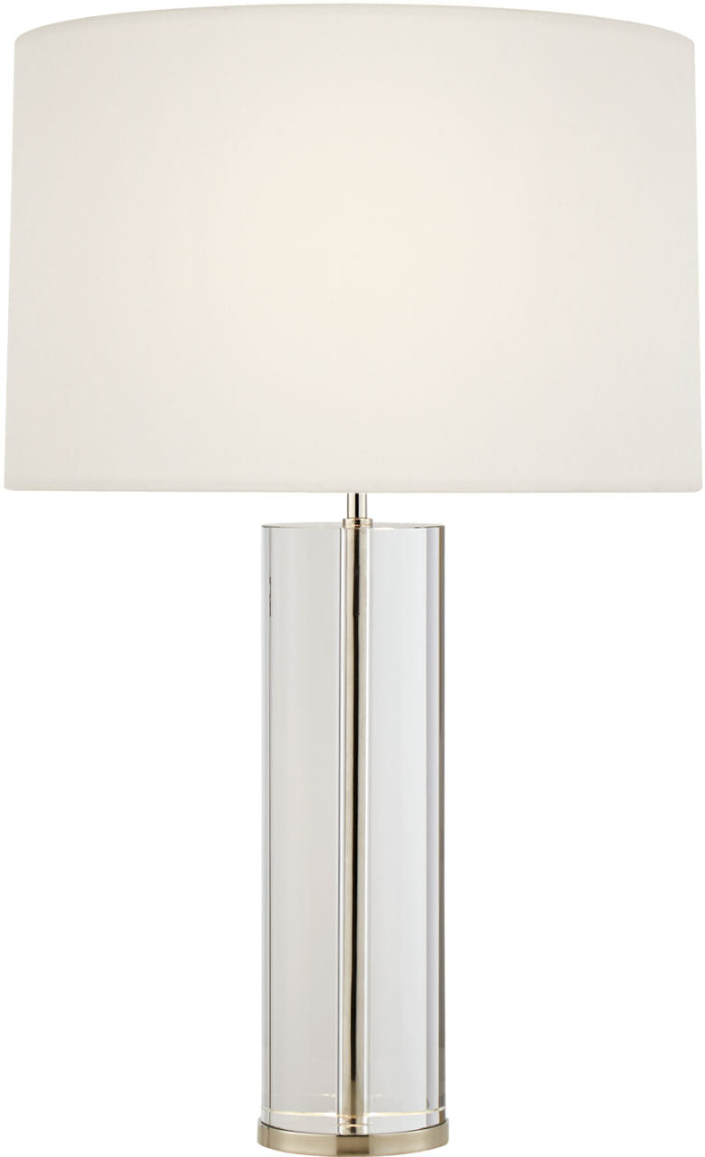 Lineham Cordless Table Lamp | Crystal and Polished Nickel | Linen Shade