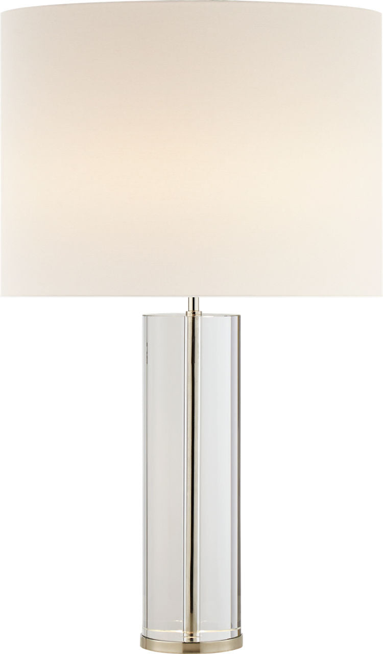 Lineham Cordless Table Lamp | Crystal and Polished Nickel | Linen Shade