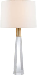 Olsen Table Lamp | Crystal and Hand-Rubbed Antique Brass | Linen Shade