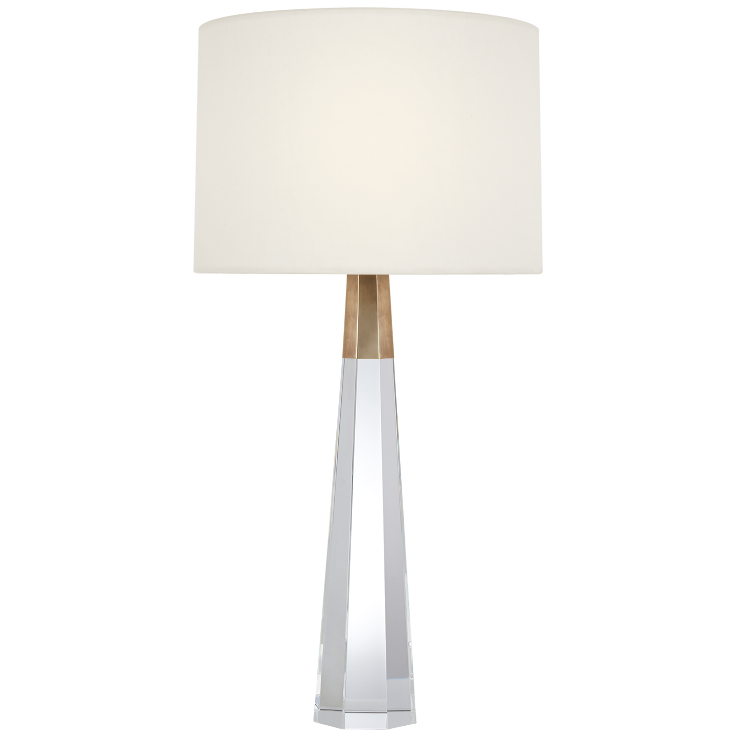 Olsen Cordless Table Lamp | Crystal and Hand-Rubbed Antique Brass | Linen Shade