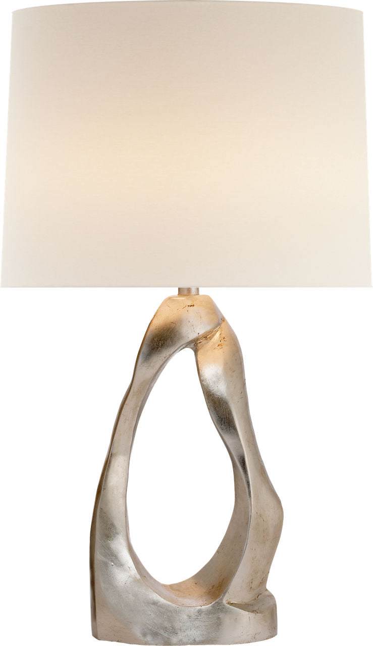 Cannes Table Lamp | Burnished Silver Leaf | Linen Shade